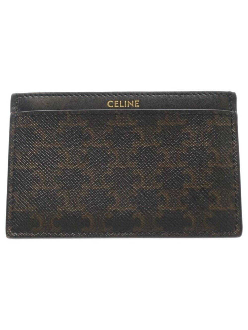 Celine Triomphe Card Case Leather Brown Black